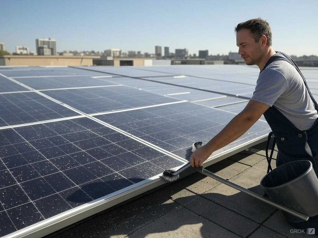 office building solar panel cleaning